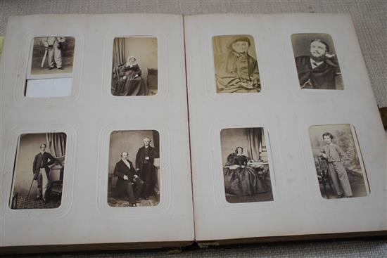 A Victorian photograph album containing 224 cabinet photographs of military figures, politicians, dignitaries, etc., qto, green moroc